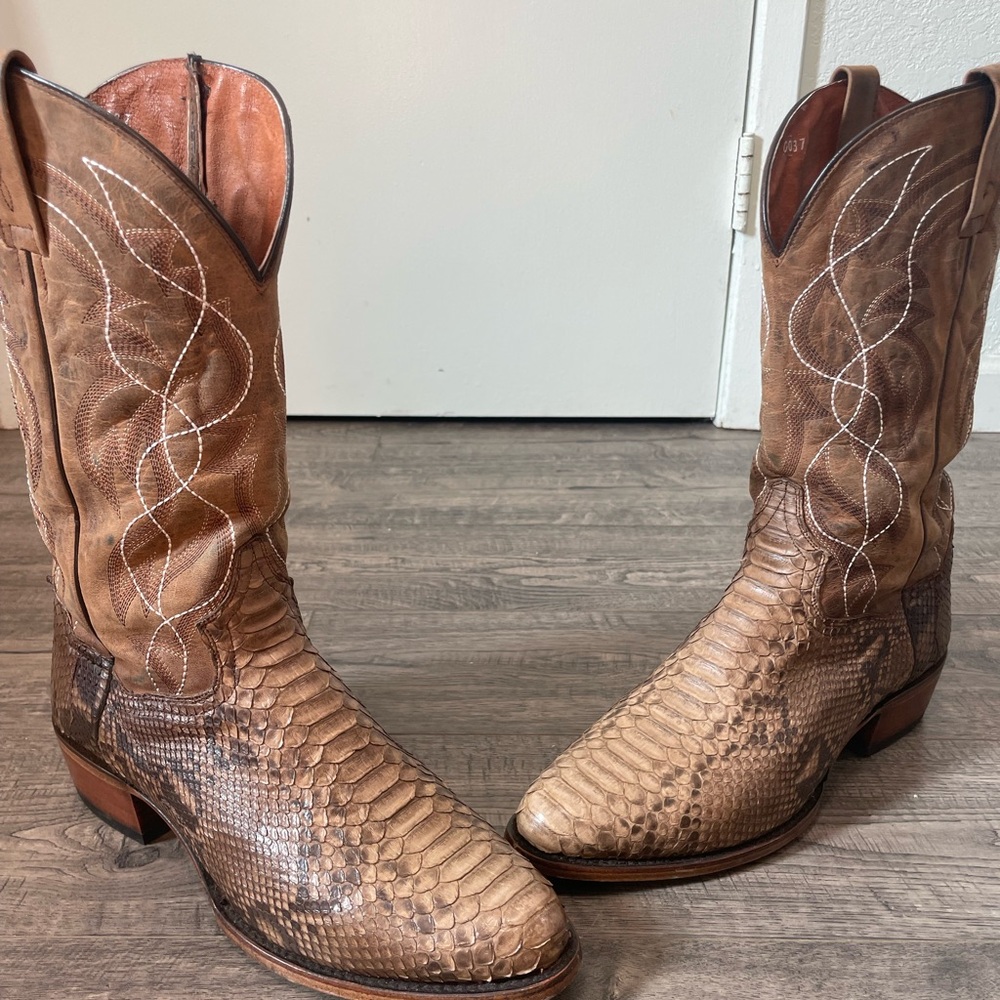 Dan Post Python Cowboy Boots Sand / Light Brown B… - image 6